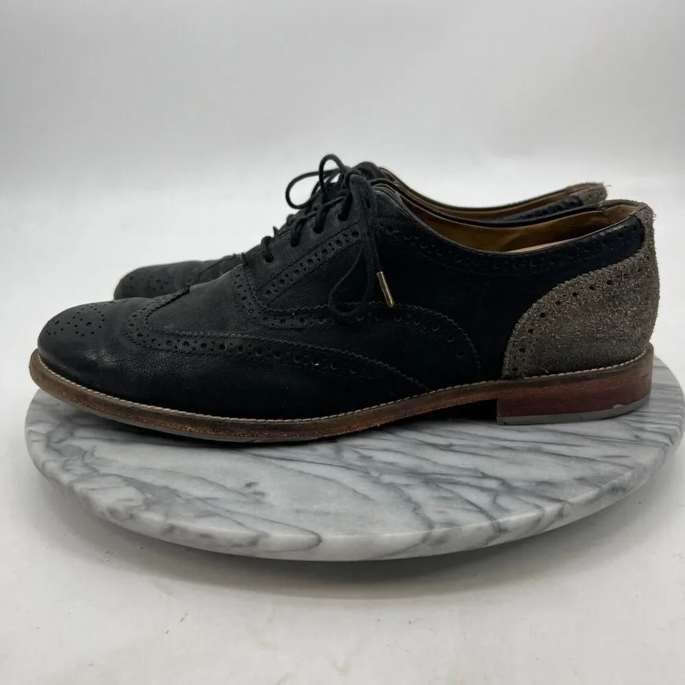 J Shoes Oxford Men 11 Black Charlie Plus Wingtip Drizzle Leather Brogue Business